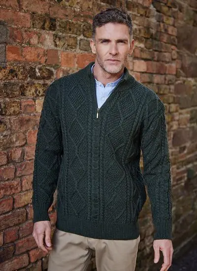 Inishmore Half Zip Aran Sweater